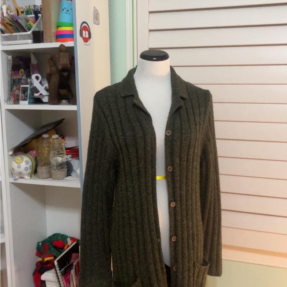 Cozy Olive Green Knit Cardigan